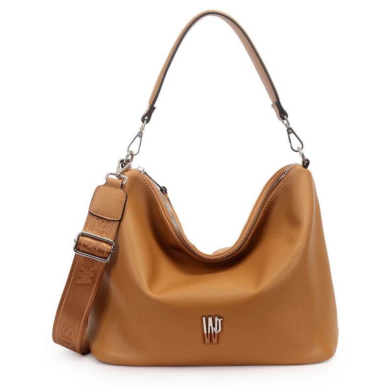 Bolsa ombro WJ feminina caramelo vista frontal para dicas de uso